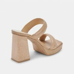 DOLCEVITA SANDALS ATLAS HEELS TAUPE EMBOSSED STELLA