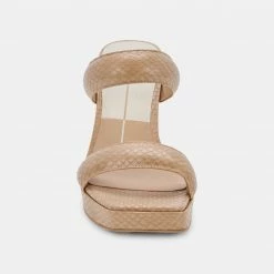 DOLCEVITA SANDALS ATLAS HEELS TAUPE EMBOSSED STELLA
