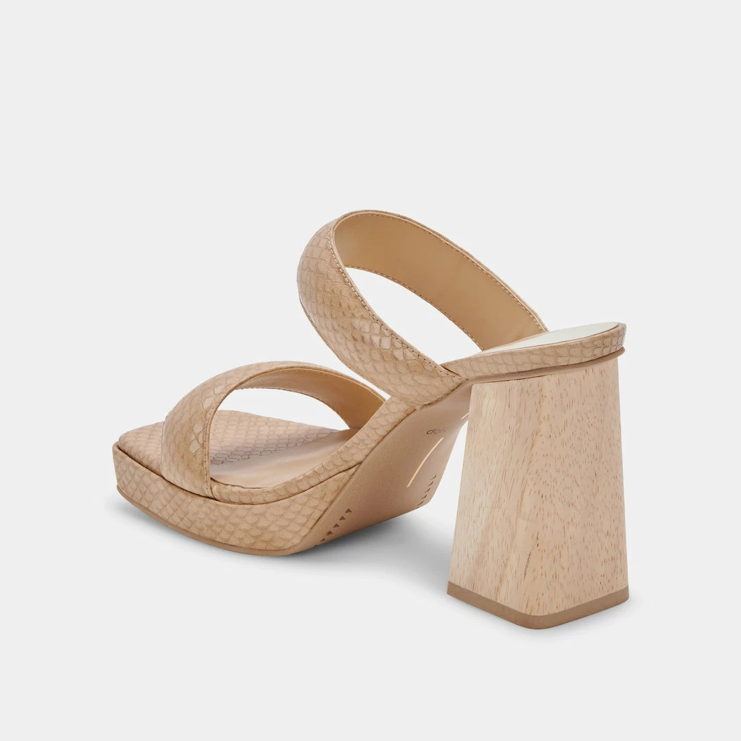DOLCEVITA SANDALS ATLAS HEELS TAUPE EMBOSSED STELLA