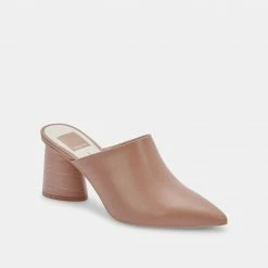 DOLCEVITA AYDIN MULES CAFE LEATHER HEELS