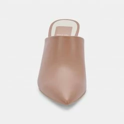 DOLCEVITA AYDIN MULES CAFE LEATHER HEELS