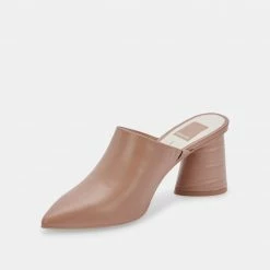 DOLCEVITA AYDIN MULES CAFE LEATHER HEELS