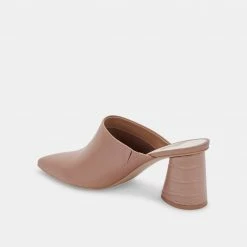 DOLCEVITA AYDIN MULES CAFE LEATHER HEELS