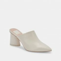 DOLCEVITA AYDIN MULES IVORY LEATHER HEELS