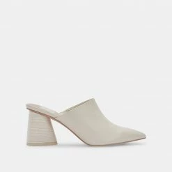 DOLCEVITA AYDIN MULES IVORY LEATHER HEELS
