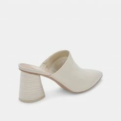 DOLCEVITA AYDIN MULES IVORY LEATHER HEELS
