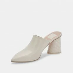 DOLCEVITA AYDIN MULES IVORY LEATHER HEELS