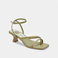 DOLCEVITA BAYLOR HEELS GREEN LEATHER SANDALS