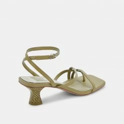 DOLCEVITA BAYLOR HEELS GREEN LEATHER SANDALS