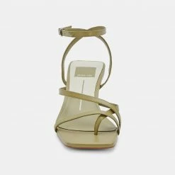 DOLCEVITA BAYLOR HEELS GREEN LEATHER SANDALS