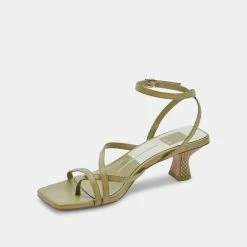 DOLCEVITA BAYLOR HEELS GREEN LEATHER SANDALS