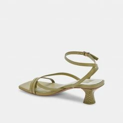 DOLCEVITA BAYLOR HEELS GREEN LEATHER SANDALS