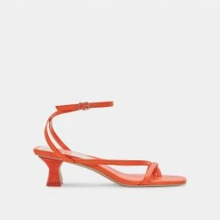 DOLCEVITA SANDALS BAYLOR HEELS RED ORANGE LEATHER