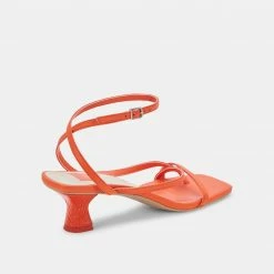 DOLCEVITA SANDALS BAYLOR HEELS RED ORANGE LEATHER