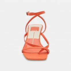 DOLCEVITA SANDALS BAYLOR HEELS RED ORANGE LEATHER