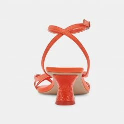 DOLCEVITA SANDALS BAYLOR HEELS RED ORANGE LEATHER