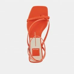 DOLCEVITA SANDALS BAYLOR HEELS RED ORANGE LEATHER