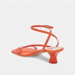 DOLCEVITA SANDALS BAYLOR HEELS RED ORANGE LEATHER
