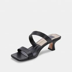 DOLCEVITA SANDALS BERTIE HEELS BLACK LEATHER