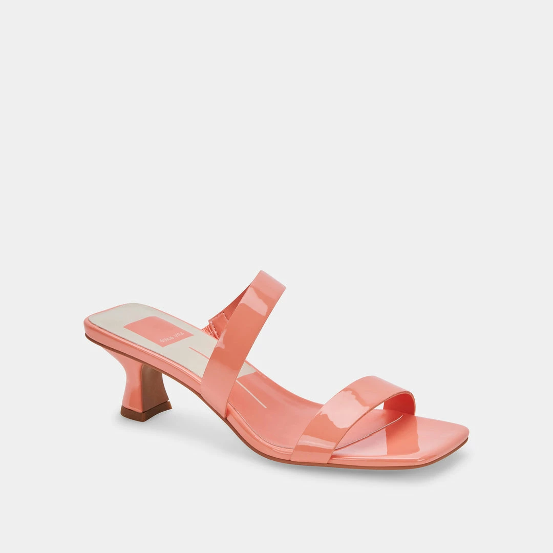 DOLCEVITA SANDALS BERTIE HEELS CORAL PATENT STELLA