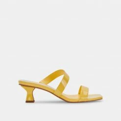 DOLCEVITA SANDALS BERTIE HEELS YELLOW PATENT STELLA