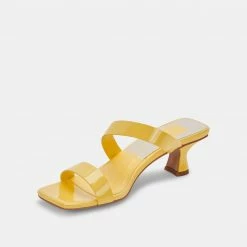DOLCEVITA SANDALS BERTIE HEELS YELLOW PATENT STELLA
