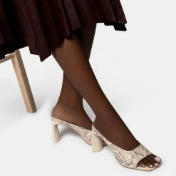 DOLCEVITA DESI HEELS BONE SNAKE PRINT LEATHER