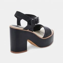 DOLCEVITA ELLY HEELS BLACK LEATHER SANDALS