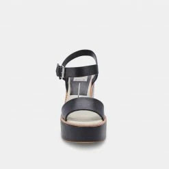 DOLCEVITA ELLY HEELS BLACK LEATHER SANDALS