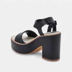 DOLCEVITA ELLY HEELS BLACK LEATHER SANDALS
