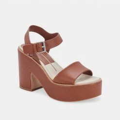 DOLCEVITA SANDALS ELLY HEELS DK BROWN LEATHER