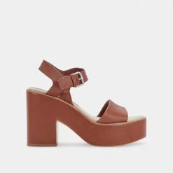 DOLCEVITA SANDALS ELLY HEELS DK BROWN LEATHER