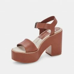 DOLCEVITA SANDALS ELLY HEELS DK BROWN LEATHER