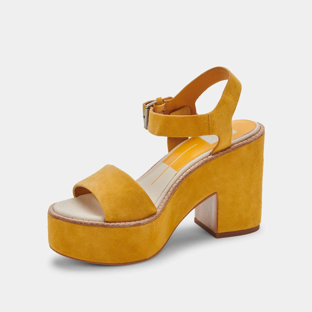 DOLCEVITA ELLY HEELS HONEY SUEDE SANDALS