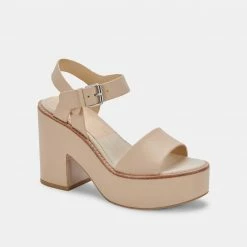 DOLCEVITA ELLY HEELS VANILLA LEATHER SANDALS