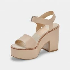 DOLCEVITA ELLY HEELS VANILLA LEATHER SANDALS