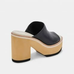 DOLCEVITA EMERY HEELS BLACK LEATHER SANDALS