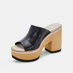 DOLCEVITA EMERY HEELS BLACK LEATHER SANDALS