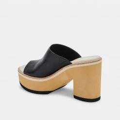 DOLCEVITA EMERY HEELS BLACK LEATHER SANDALS