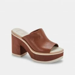 DOLCEVITA SANDALS EMERY HEELS DK BROWN LEATHER