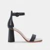 DOLCEVITA SANDALS FIONNA HEELS BLACK EMBOSSED LEATHER