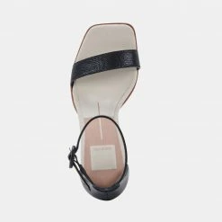 DOLCEVITA SANDALS FIONNA HEELS BLACK EMBOSSED LEATHER