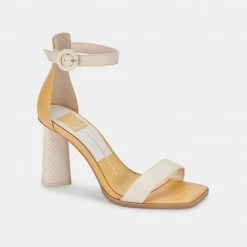 DOLCEVITA FIONNA HEELS CREAM MULTI EMBOSSED LEATHER