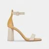 DOLCEVITA FIONNA HEELS CREAM MULTI EMBOSSED LEATHER
