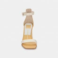 DOLCEVITA FIONNA HEELS CREAM MULTI EMBOSSED LEATHER