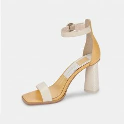 DOLCEVITA FIONNA HEELS CREAM MULTI EMBOSSED LEATHER