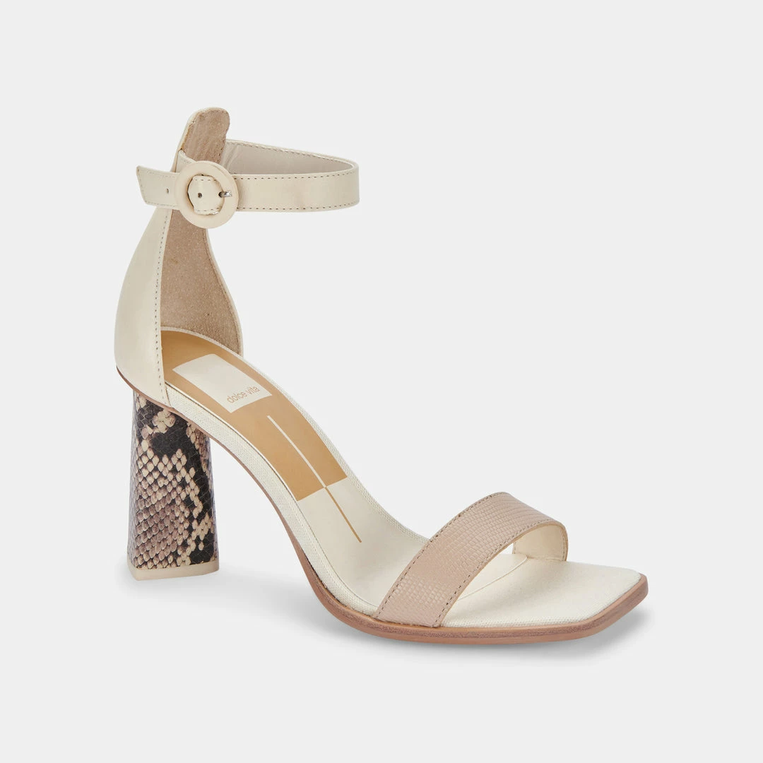 DOLCEVITA FIONNA HEELS DUNE EMBOSSED LEATHER SANDALS