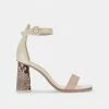 DOLCEVITA FIONNA HEELS DUNE EMBOSSED LEATHER SANDALS