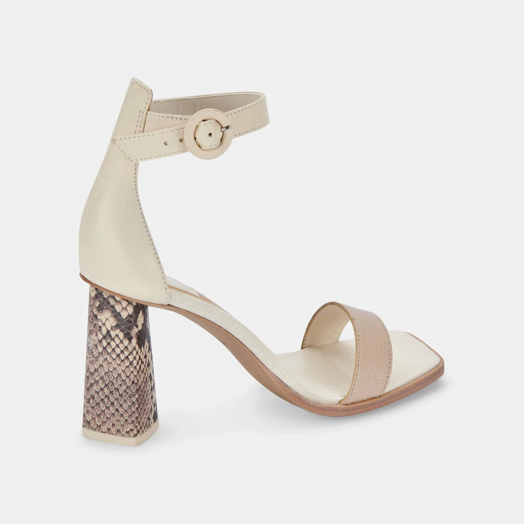 DOLCEVITA FIONNA HEELS DUNE EMBOSSED LEATHER SANDALS