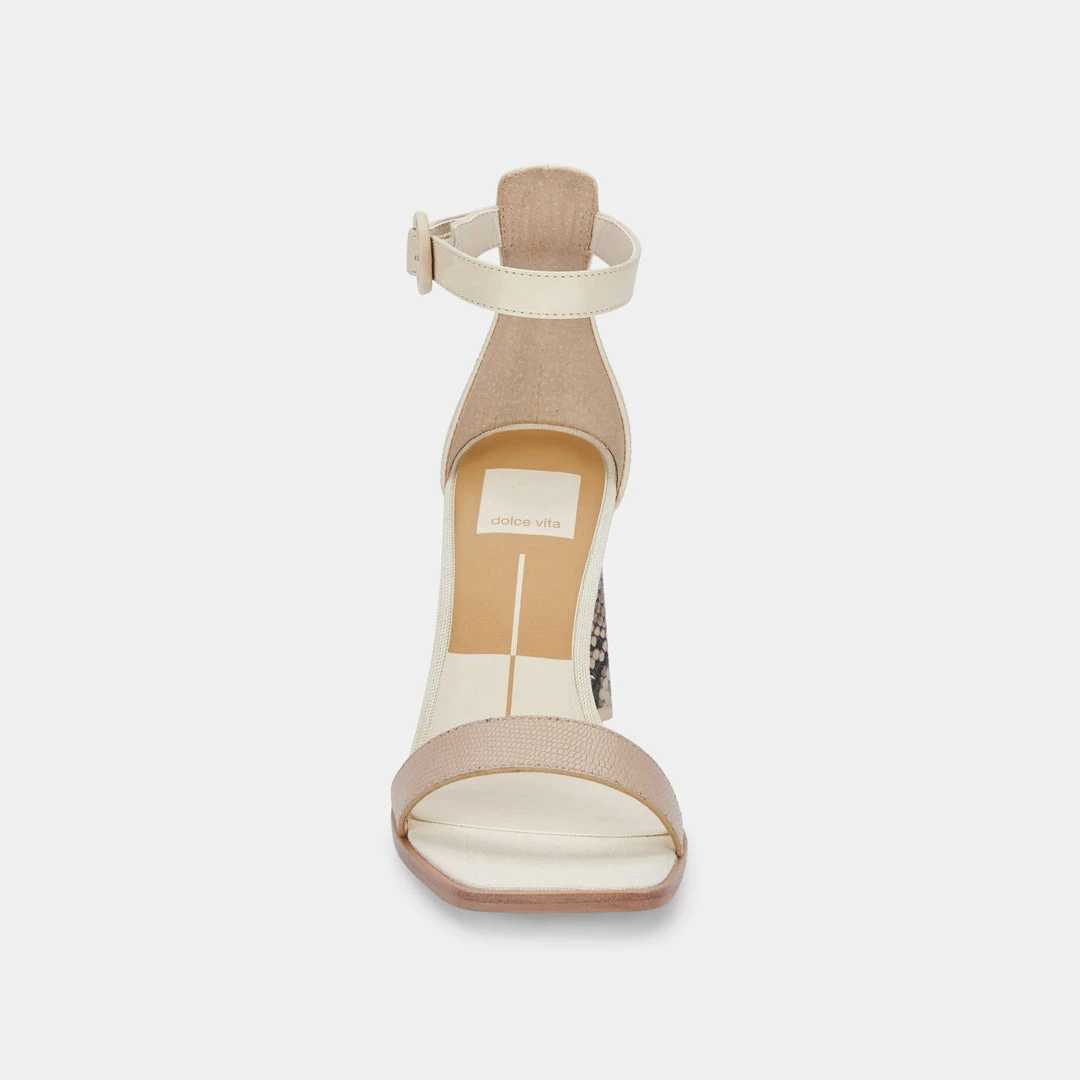 DOLCEVITA FIONNA HEELS DUNE EMBOSSED LEATHER SANDALS